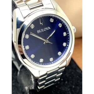 Bulova Women's Watch 96P229 Surveyor Quartz Blue Dial Diamond Silver Ste…